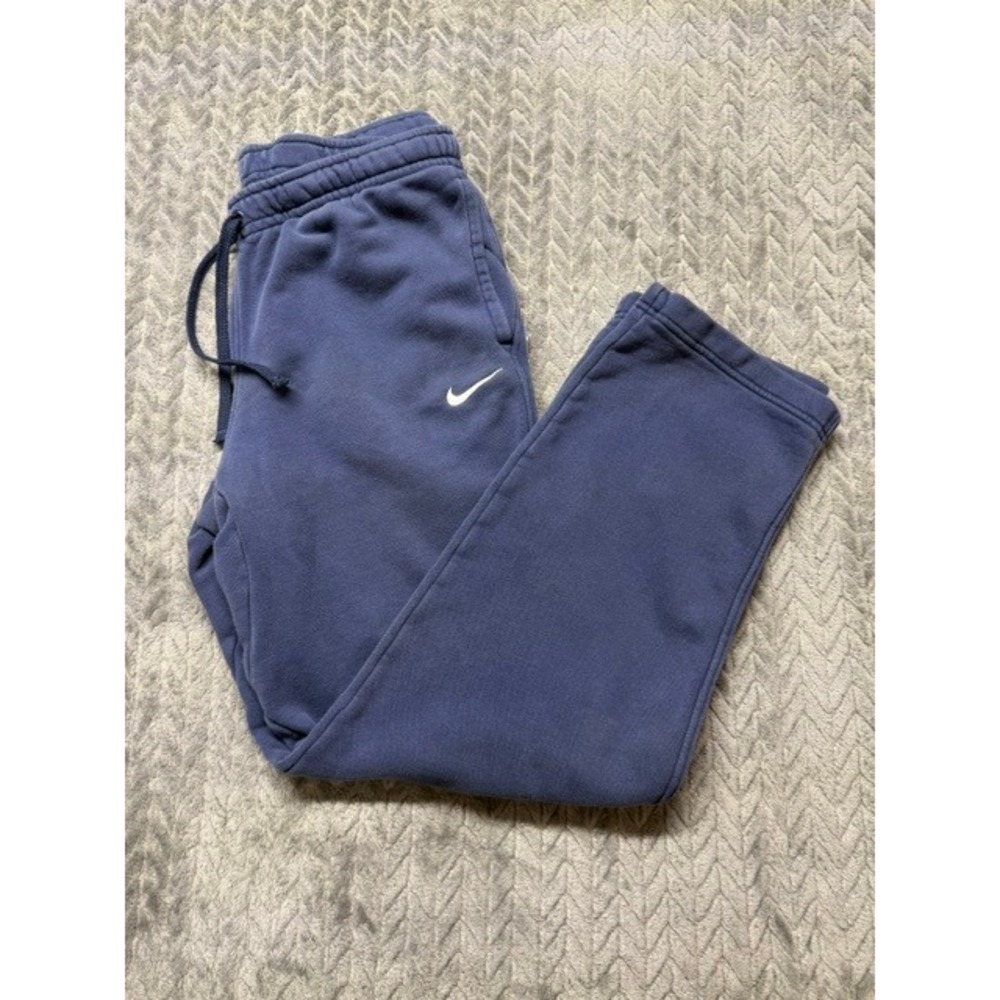 Nike Mens Fleece Sweatpants Navy Blue Drawstring Straight Leg Pants M 0606